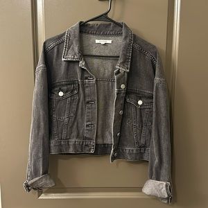 Pacsun size S gray/black cropped Jean jacket with silver buttons